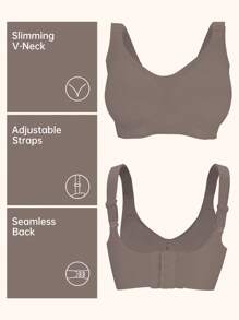 Sujetador sin costuras para mujer, sujetador inalámbrico, sin aros, con relleno ligero, push-up, elevación natural, con copas elásticas suaves. Sujetador inalámbrico, sin costuras, push-up para mujer.