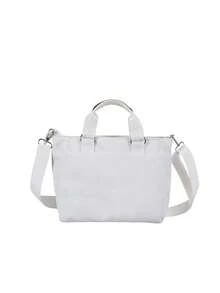 新款简约大容量托特包，时尚女士手提包，休闲多口袋单肩包，适合日常使用 - 白色 - 查看 4