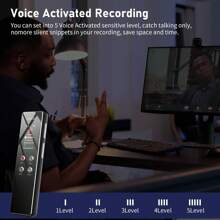 جهاز تسجيل صوتي رقمي سعة 64 جيجابايت قابل للشحن بالمنفذ USB مناسب لتسجيل المحاضرات والمؤتمرات والمقابلات ، مسجل صوتي صغير، MP3