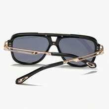 1 Pair Men's Plus Size Metal Square Frame Vintage Casual Decorative Fashion Fashion Glasses, Suitable For Outdoor Wear - Black - View 7