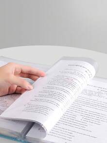 40页按扣式文件整理文件夹，大容量学生试卷/合同文件收纳，透明封套，随机封面卡纸