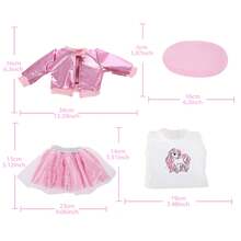 16-18 英寸婴儿娃娃粉色夹克服装套装，多件套春秋公主裙套装，包括夹克、薄纱裙、上衣、帽子 - 彩色 - 查看 12