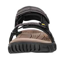 CAMEL CROWN صنادل رياضية خارجية للرجال، صنادل تنزه وتخييم خفيفة الوزن من الجلد، صنادل صيفية خارجية للرجال، أحذية مقاومة للماء - أسود/رمادي - مشاهدة 2