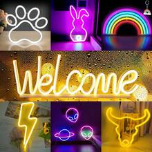 1 件彩虹霓虹灯房间装饰灯，电池或 USB 供电，适用于卧室、宿舍、庭院、露营、酒吧、餐厅、派对、家居、户外装饰