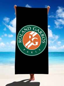 1pc Roland Garros Paris Tennis Logo Pattern Beach Towel, Microfiber Extra Large Beach Blanket, Super Absorbent Bath Towel, Suitable For Travel, Pool, Diving, Surfing, Yoga, Camping Beach Essentials