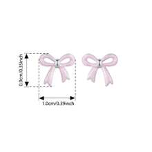 WOSTU 1 PC 925 Sterling Silver Pink Bow Stud Earrings Enamel Process Cute Hoop Earrings Stacked For Women Girl Original Fine Jewelry Gift