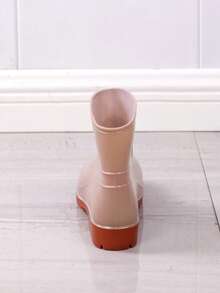 Women's Rain Boots, Solid Color Commuter PVC (Polyvinyl Chloride) Rain Shoes, Outdoor Garden Shoes, Non-Slip Waterproof Boots, Waterproof Shoes, Khaki, Black, Women's Water Shoes, Kitchen Rubber Shoes - Khaki - View 5