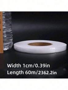 1/2 卷 60 米熨烫式卷边胶带、双面粘合衬、热熔织物粘合网、不含用于服装的无纺布热熔胶布、薄胶网膜底部卷边胶带、非常适合粘合和工艺项目、无纺布装饰带、白色双面 DIY 胶带（用于缝纫用品）