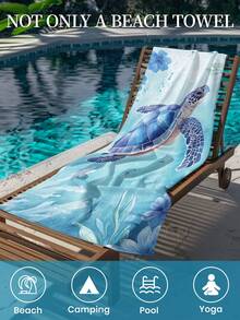 1 件印花沙滩巾，海龟图案游泳巾，浴巾，时尚款式沙滩巾，超强吸水浴巾，适用于浴室、游泳、健身、瑜伽，柔软舒适的超细纤维毛巾，轻巧便携，防风防晒，防沙，适合夏季旅行，度假浴室装饰，可选带或不带储物袋，建议常规尺寸和更大尺寸，（35 * 75cm 小尺寸毛巾，建议 150cm 或以上）