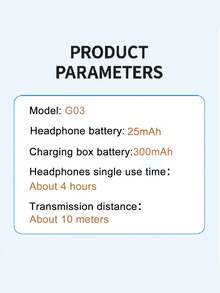 G03 Half In-Ear Wireless Earphones, 5.3, Sweat-Proof, Waterproof, Low Latency, Long Battery Life, Suitable For Office, Workout, Leisure, Gifts - Black - View 8