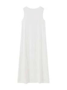 休闲简约纯色圆领无袖紧身连衣裙 - 白色 - 查看 5