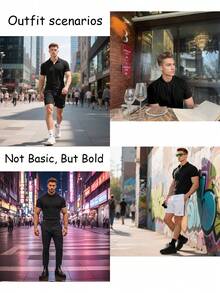 2025 夏季男士黑色男友风 Polo 衫 - 速干冰丝翻领 | 返校季 | 均码 (XXS-XXL) | 超轻透气，适合高尔夫/户外/商务/休闲