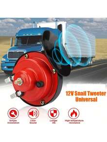 [Super Loud Train Horns] 2pcs Super Loud 130DB Train Horns - 12V Air Horn Replacement Kit, Car Air Electric Disc Double Horn - Automotive Accessories Universal For Car, Motorcycle, Truck, Bike, Boat - Multicolor - View 3