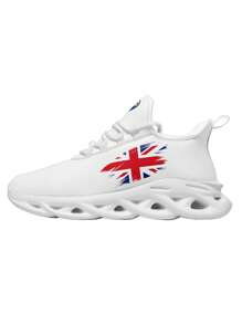 UK Style Women's Blade Sole Outdoor Running Shoes With Breathable & Lightweight Mesh Upper, Shock Absorption, Cushioned Sole And British Flag Print