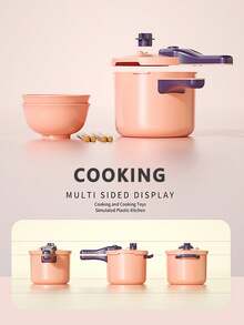 1 套儿童厨房用具炊具玩具套装，逼真的角色扮演磁性炉灶、锅碗瓢盆、切割玩具