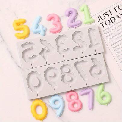 2 Stücke Silikon Zahl 0-9 3D geprägte Fondant Schokolade Form, Geburtstagstorte Dekoration DIY Backen Handwerkskunst für Heim Dekoration und Geschenk Dekoration