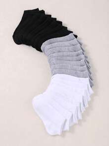 40 đôi tất trơn màu, tất cổ thấp mềm mại và nhẹ dành cho cả nam và nữ, kiểu dáng sinh viên, thích hợp cho mùa tựu trường. - Nhiều màu - Xem 3