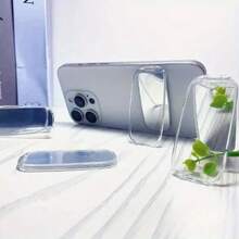 1 件透明亚克力椭圆形镜面手机支架，粘性化妆镜支架，通用智能手机外壳材料支架