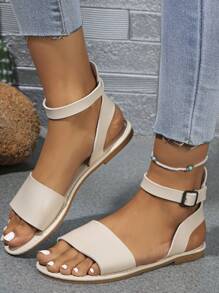 Sandalias planas versátiles, de moda, cómodas y con correa para adolescentes y jóvenes, sandalias planas con correa para la playa