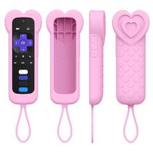 Funda de silicona con forma de corazón linda para el control remoto de Roku TV/Roku Player/Roku Voice Remote (sin conector de auriculares), estuche brillante en la oscuridad para el control remoto de Roku Express 4K+ HD Streaming Stick 4K Premiere Streambar Soundbar LE SE Streaming Media Device