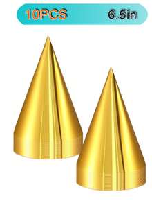 6 szt./10 szt. Kolorowe czapki na przyjęcie urodzinowe, czapki stożkowe dla dorosłych, metaliczne nakrycia głowy w kształcie stożka, czapki na przyjęcie urodzinowe dla dorosłych, zestaw hurtowy w 6 kolorach (metaliczny niebieski/zielony/złoty/srebrny/gorący róż/czerwony) - Wielokolorowe - Zobacz 18