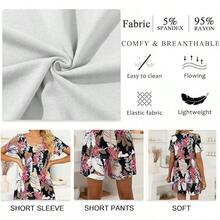 2 Piece Women's Short Sleeve Pajama Sets, Lounge Sleepwear Ladies PJs Sets With Pockets - 02灰藍色-帆船 - 查看 5