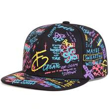 1 pièce Casquette snapback à imprimé graffiti 88 pour hommes, casquette de mode streetwear hip-hop, casquette de maille décontractée pour le printemps, l'automne, les voyages et la plage - Multicolore - Voir 15