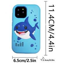 3-9岁男孩鲨鱼主题智能手机玩具，触屏学习玩具，圣诞节和生日礼物，包含硅胶鲨鱼壳、逼真触屏、音乐播放器、双摄像头和教育游戏 - 彩色 - 查看 12