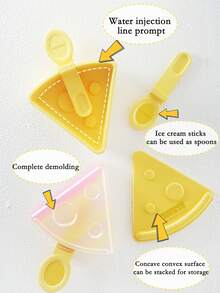 1-Piece Set Of Ice Cream Molds, Reusable Ice Cream Molds, Cheese Shaped Ice Cube Molds (With Lids), Ice Trays, Suitable For Birthday Parties, Gifts, Beverages, Coffee, Cocktails, Whiskey, Ice Cube Tray Ice Cream Molds, Home Made Popsicle Molds - Multicolor - View 6