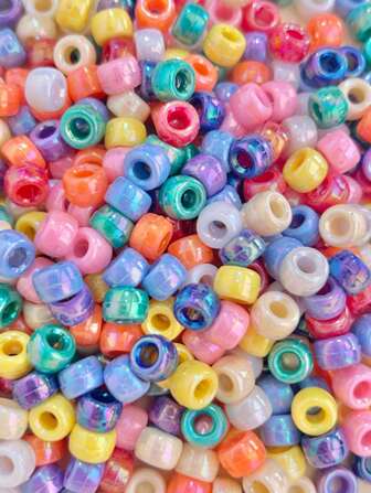 100pcs Pony Beads Plated UV Large Hole Spacer Beads For Jewelry Making DIY Bracelet Necklace Earrings Dreadlocks Beads (Random Color)