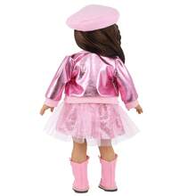 16-18 英寸婴儿娃娃粉色夹克服装套装，多件套春秋公主裙套装，包括夹克、薄纱裙、上衣、帽子 - 彩色 - 查看 7