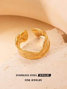The Three Pieces Set Of Fashionable Stainless Steel Asymmetrical Oil Ring Is Designed With A Sense Of Individuality And Is Suitable For Women To Wear On A Daily Basis