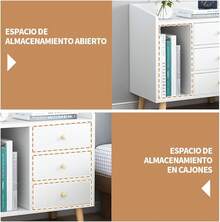 Mesita de Noche Moderna Buros para Recamara Minimalista con Estante de Almacenamiento Mueble Modernos Madera Mesitas Almacenamiento Tipo Librero (Blanco Marfil, 43 * 30 * 62CM) - Blanco marfil - Ver 7
