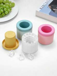 1pc Multi Grid Plastic Ice Cube Mold, Simple Bucket Design Ice Cube Making Tray, With Lid, Suitable, Silicone Portable Ice Mold, Easy Release Silicone Ice Cube Mold, For Perfectly Shaped Ice Cubes, With Multiple Compartments And Simple Bucket-Shaped Design - Blue - View 7