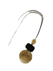 1 件复古孔雀石皮革树脂扎染椭圆形和矩形项链（女士）