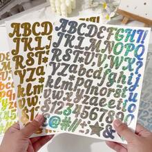 1080PCs Glitter Alphabet Number Stickers - Gold & Silver - 0.5/1 Inch - Sparkly Decals For Guka, Balloons, & Spice Jars 6Sheets - Multicolor - View 3