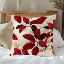 MEMNUN 1个/2个红色叶子图案印花抱枕套（不含枕芯），尺寸：17.7*17.7英寸（45*45厘米）/19.69*19.69英寸（50*50厘米）/15.75*15.75英寸（40*40厘米），单面印花，涤纶材质，适用于房间装饰、家居装饰、卧室装饰，可用于沙发、床、客厅、卧室、汽车、办公室、酒店等场所，四季皆宜，是馈赠亲朋好友的理想之选。 - 彩色 - 查看 10