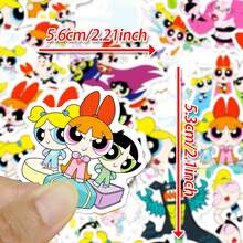 THE POWERPUFF GIRLS 50 张 PPG 可爱贴纸，可爱卡通飞行女警察贴纸，适合水瓶、笔记本电脑行李箱、吉他、手机日记本、剪贴簿、汽车，防水乙烯基动漫贴纸，适合成人青少年[官方*] 学校用品，返校 - 彩色 - 查看 4
