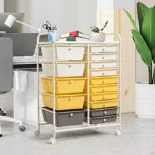 15-Drawer Rolling Storage Cart Mobile Cart With Colorful Drawers & Metal Frame - Màu vàng - Xem 2