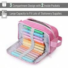 Estuche de Lápices de Gran Capacidad, Verde Menta, Bolsa de Lápices, Estuche para Bolígrafos - Rosa - Ver 3