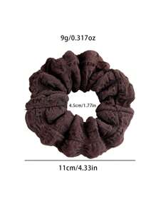 1pc/3pcs New Pleated Scrunchie 4.33in Large Size Elegant Brown Hair Ties Solid Color Versatile Hair Accessories Suitable For Commuting, Work, Outing, Travel, Party, Washing Face, Mask Applying, Outfit Matching