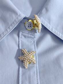 2pcs Button Cover For Shirt Starfish Shape Cufflinks Covers Flower Sleeve Button Clip On Button For Dress Wedding Tux Decoration Button Clothing Accessories Gifts - Star - View 3