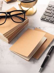 5pcs Kraft Paper Notebook, A7 Mini Travel Diary, Blank/Horizontal Notebook, Can Be Used For Writing, Sketching, And Travel Recording,School Supplies,Back To School - Multicolor - View 1