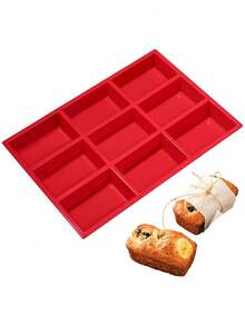 1pc Silicone Mini Loaf Pans, Silicone Baking Mold,Non-Stick Mini Bread Pans, 9 Cavities Silicone Bread Baking Mold, Perfect For Mini Loaf, Cake, Bread And Meatloaf, Cake,Brownie, - Rectangle Shaped Silicone Mold For Soap Making And Desserts - Red - View 8