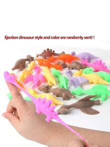 Da 5 a 20 pezzi Giocattoli divertenti con dinosauro a molla, scherzosi strumenti di lancio con elastico, giochi con dinosauri e animali da dito, giocattoli adesivi per pareti, regali per feste (stile e colore casuali)