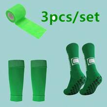 Set de 3 piezas: Calcetines de fútbol deportivos 38-45 (Hombres), Calcetines deportivos con gel antideslizante para balón, Calcetines de baloncesto y Vendas de compresión para piernas de deporte Set para adolescentes - Multicolor - Ver 10