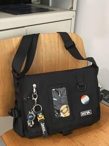 男士时尚百搭休闲大容量斜挎包 - 黑色 - 查看 3