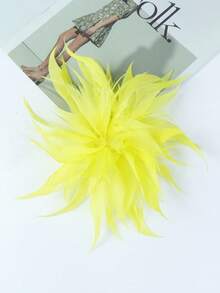 Kẹp tóc nhiều lớp lông vũ thủ công 25cm, Phụ kiện trâm cài 3D thời trang cho quần áo, mũ, lễ hội của phụ nữ - Hoa lông vũ - Xem 14