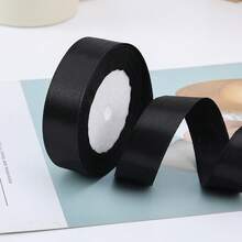 1pc 25 Yards/Cuộn Ruy băng Satin, Hoa hồng tự làm Chất liệu Ruy băng Satin lụa Trang trí Bánh Quà tặng Gói Ruy băng Tiệc cưới Nơ Ruy băng - màu đen - Xem 3