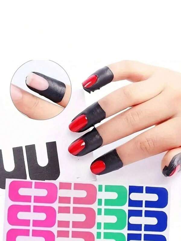 50pcs/30pcs/10pcs U-Shaped Nail Polish Protector Stickers, Disposable Nail Polish Anti-Overflow Stickers, Nail Art Stickers To Prevent Nail Polish Spillover, Nail Polish Spraying Tools, U-Shaped Nail Polish Anti-Overflow Adhesive Stickers/Nail Art Accessories